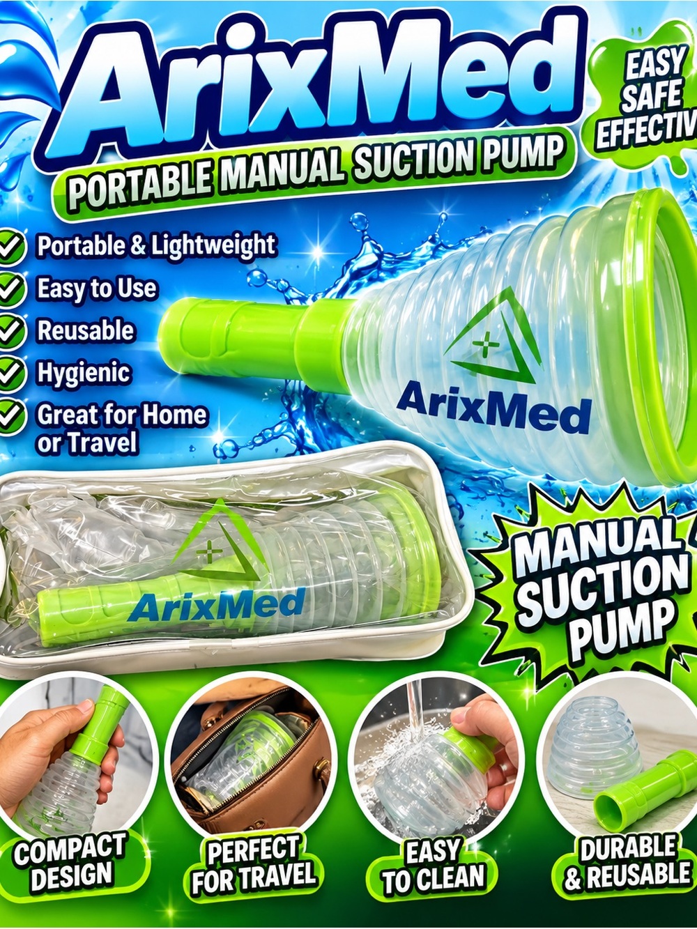 Portable Manual Suction Pump - Green